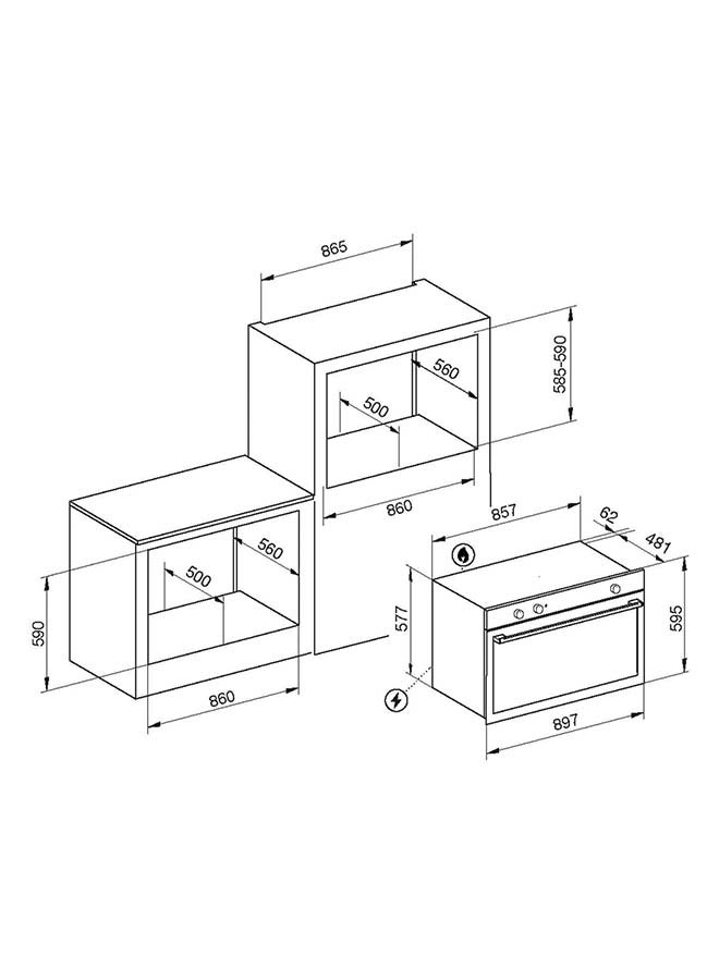 GLEMGAS BuiltIn Gas Oven 89.7cm Stainless Steel - Image 3