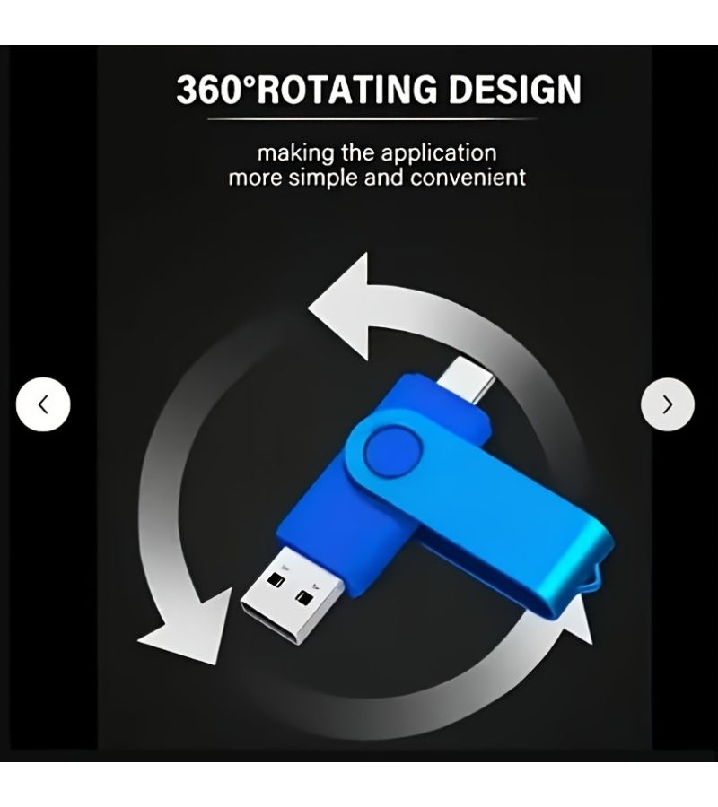 محرك أقراص USB مزدوج الاستخدام سعة 128 ميجابايت باللون الأسود، متوافق مع منفذ Type-C وUSB 2.0، يعمل مع الهواتف الذكية والأجهزة اللوحية وأجهزة الكمبيوتر والمحمولة. - Image 3