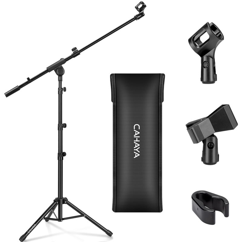CAHAYA Tripod Microphone Stand Boom Arm Floor Mic Stand with Carrying Bag and 2 Mic Clips for Singing Performance Wedding Stage and Mic Mount CY0239 - Image 1