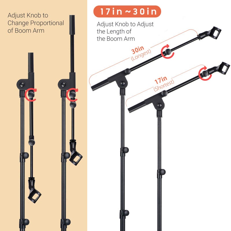 CAHAYA Tripod Microphone Stand Boom Arm Floor Mic Stand with Carrying Bag and 2 Mic Clips for Singing Performance Wedding Stage and Mic Mount CY0239 - Image 2