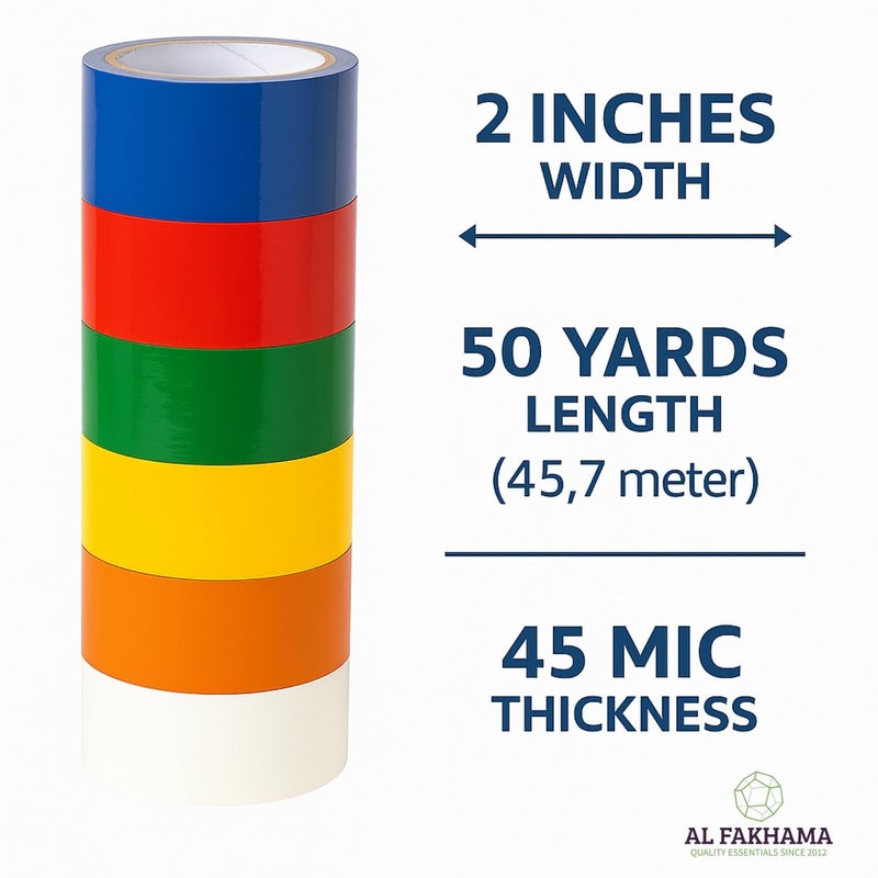 AL FAKHAMA 6 Color Packing Tape Set – 2 Inch x 50 Yards – Heavy-Duty Colored Tapes for Packing, Shipping, Labeling, Organizing & Crafts - Image 4