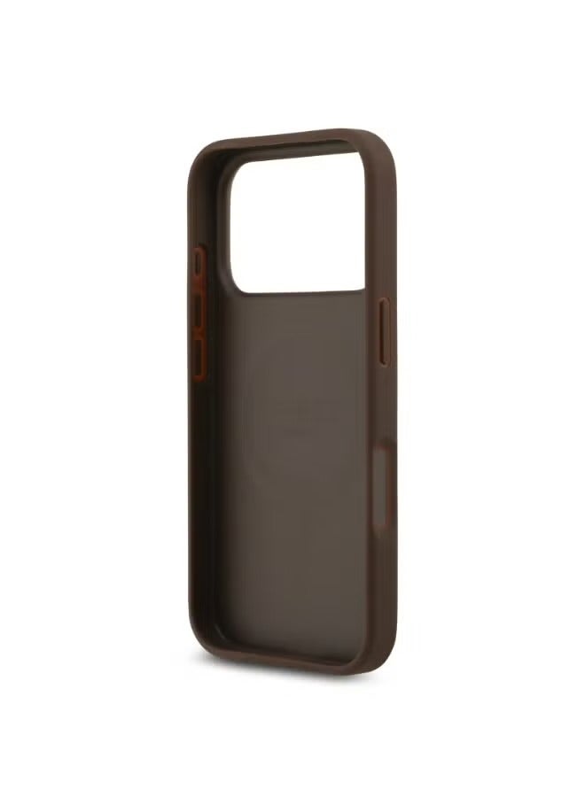 GUESS iPhone 17 Pro Max  MagSafe PU Leather Case With Peony Hot Stamp Design With Classsic Logo - BROWN - Image 3