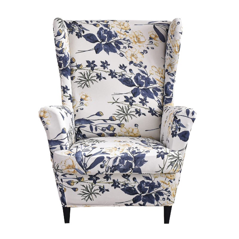 KRFOONN Wingback Chair Covers Slipcovers 2 Piece Stretch Wing Chair Covers Spandex Slipcovers Wingback Sofa Covers Armchair Covers NonSlip Furniture Protector for Living Room Wingback Chairs 50