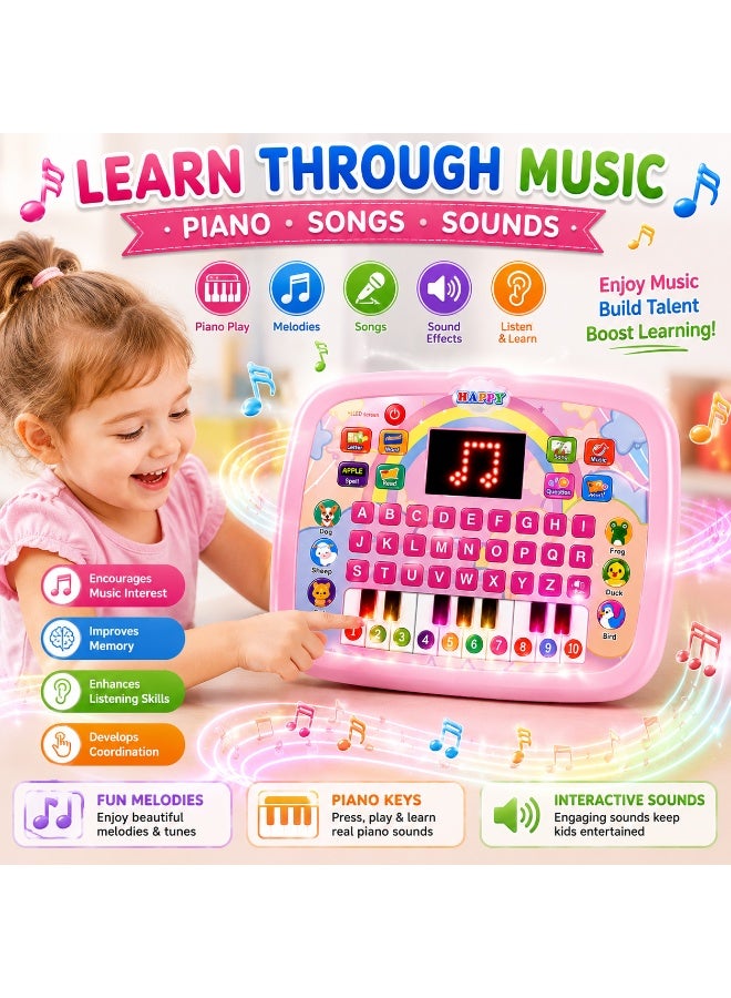 CHEEMAISTIC Kids Educational Learning Tablet Toy for Boys & Girls, Interactive Alphabet & Number Learning Tablet with Piano Keyboard, Music, Spelling, Reading, Animal Recognition, LED Screen Educational Toy - Image 4