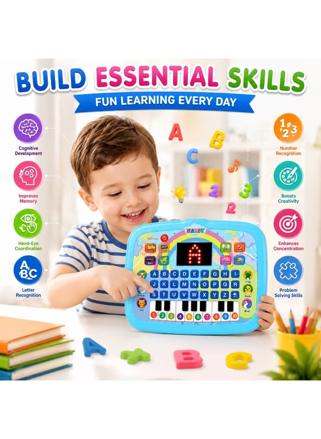 CHEEMAISTIC Kids Educational Learning Tablet Toy for Boys & Girls, Interactive Alphabet & Number Learning Tablet with Piano Keyboard, Music, Spelling, Reading, Animal Recognition, LED Screen Educational Toy - Image 3