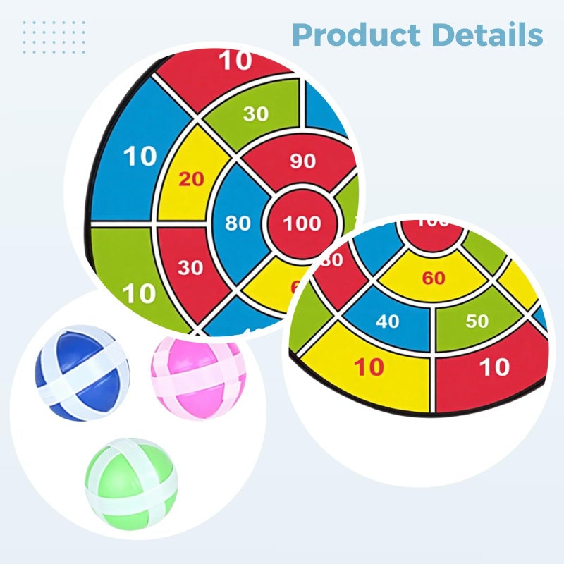 Safe Flannel Dart Board with 3 Sticky Balls Indoor Outdoor Game Toy for Kids - Image 5