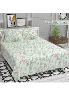 BSB Premium Glace Cotton King Bed Sheets with 2 King Pillowcases by Kingston | Luxurious Soft Sheets (3 Piece Set, 275 X 275 CM Flat sheet, 50 X 75 CM Pillow Covers, Light Green)  - Image 2