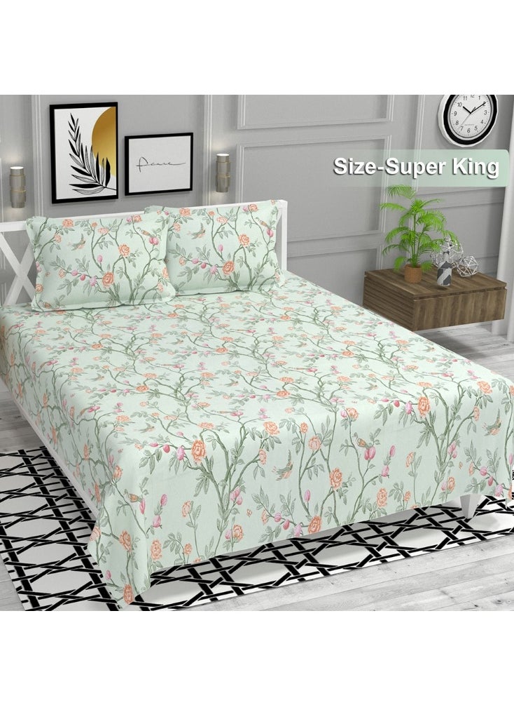 BSB Premium Glace Cotton King Bed Sheets with 2 King Pillowcases by Kingston | Luxurious Soft Sheets (3 Piece Set, 275 X 275 CM Flat sheet, 50 X 75 CM Pillow Covers, Light Green)  - Image 2