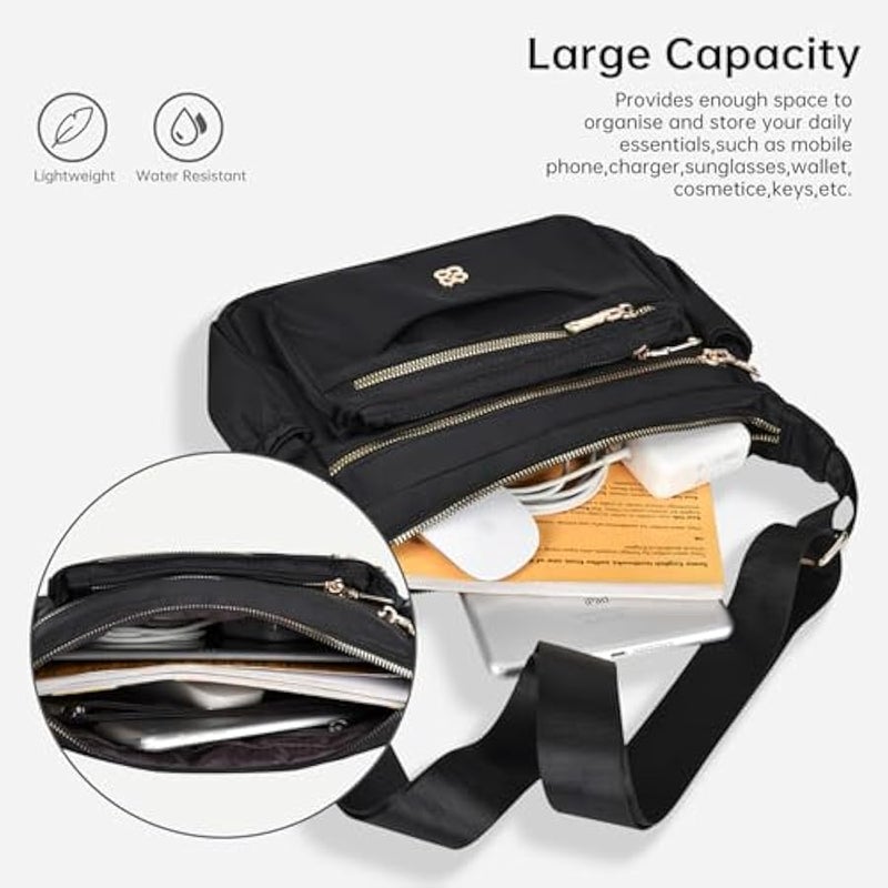 Crossbody Bag for Women Nylon Waterproof Shoulder Purse Messenger Bag Lightweight Travel Bag with Multiple Pockets - Image 3