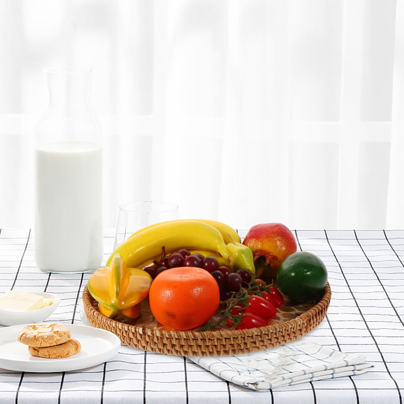 Woven Basket Snack Serving Plate Fruit Storage Holder Woven Dried Fruit Storage Tray - Image 4