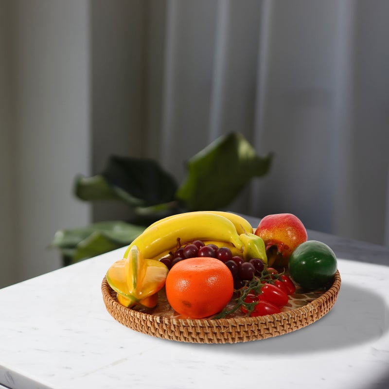Woven Basket Snack Serving Plate Fruit Storage Holder Woven Dried Fruit Storage Tray - Image 3