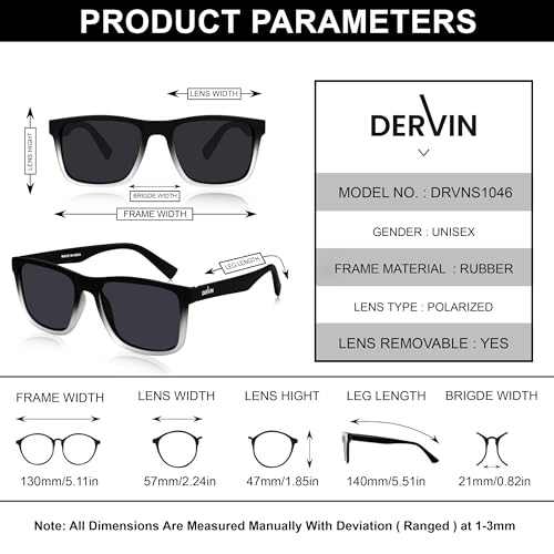Dervin UV Protected Polarized Square Sunglasses for Men and Women (Black-White) - Image 5