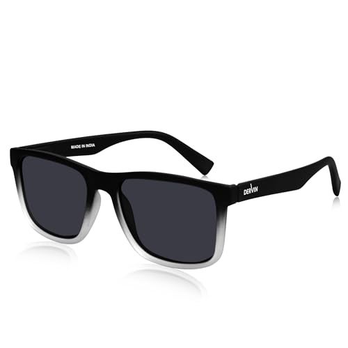 Dervin UV Protected Polarized Square Sunglasses for Men and Women (Black-White) - Image 1