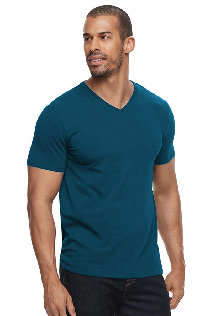 ADRO Men's V Neck Combo Plain Cotton T-Shirts_VCM3-PLN-OL-SB-MU-M - Image 4