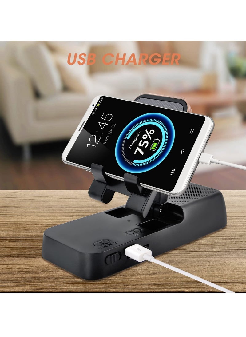 SYOSI - Cell Phone Stand with Bluetooth Speaker, Adjustable Phone Holder for Desk with Anti-slip Base Hd Surround Sound Bluetooth Speaker Compatible with Iphone, Ipad, Samsung - Image 1