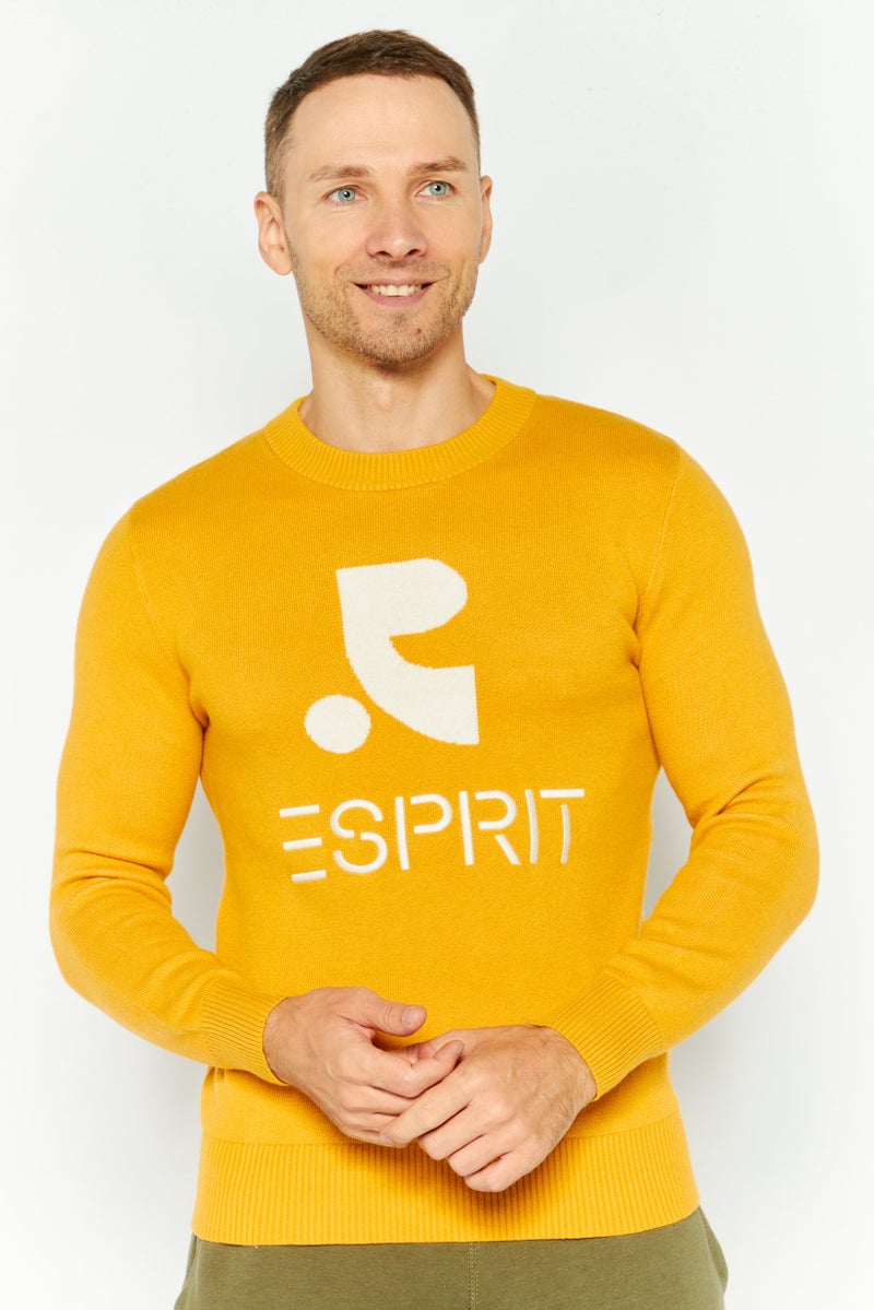 Esprit x Rest and Recreation Men Crew Neck Long Sleeves Knitted Sweater, Yellow - Image 1