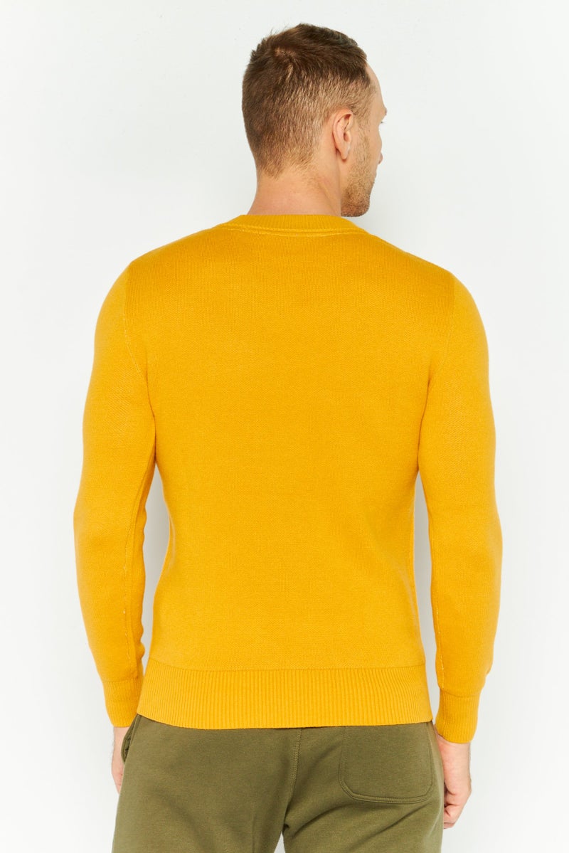 Esprit x Rest and Recreation Men Crew Neck Long Sleeves Knitted Sweater, Yellow - Image 4
