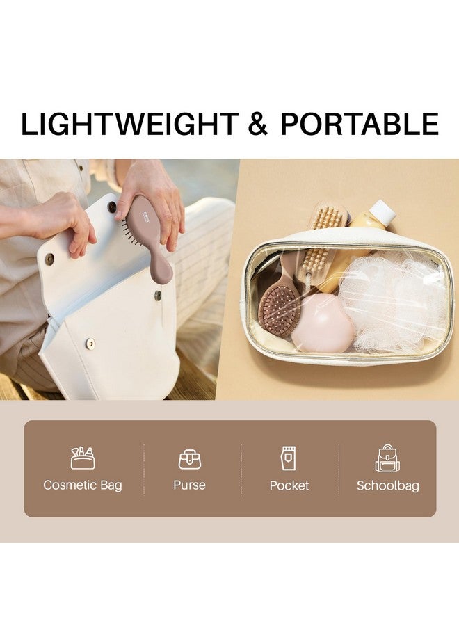 RHOS Hos Mini Travel Hair Brush For Women/Men/Kids Pocket Detangler Brush For Wet And Dry Hair Travel Size Paddle Brush For Detangling For All Hair Types (1 Packmocha) - Image 4