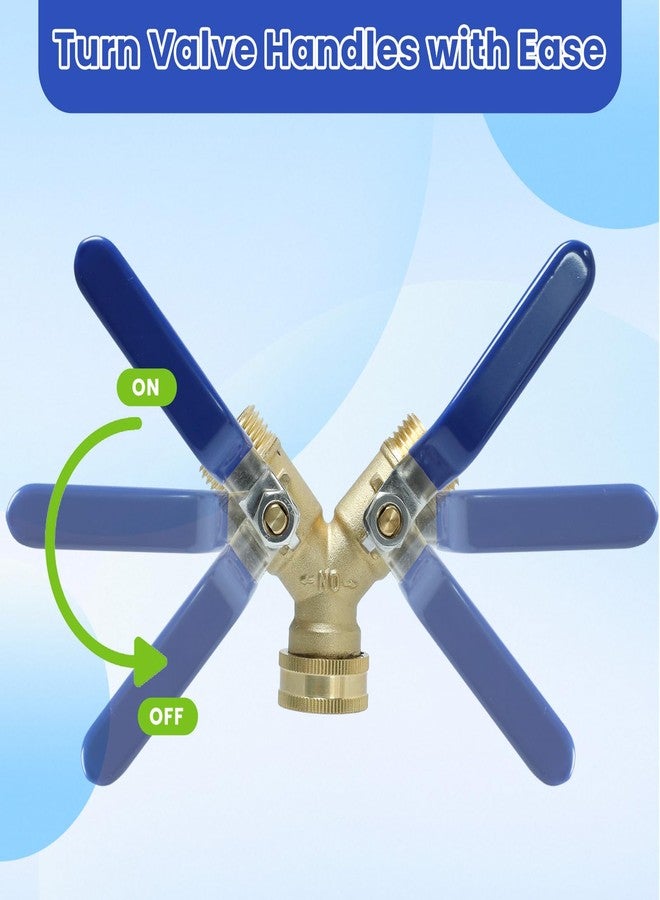 Gabrella Garden Hose Y Valve Splitter Brass Hose Splitter, 3/4" GHT Thread 2 Way Heavy Duty Valve Water Garden Hose Tap Adapter, Long Handle Outdoor Full Flow Hose Splitter Connector - Image 4