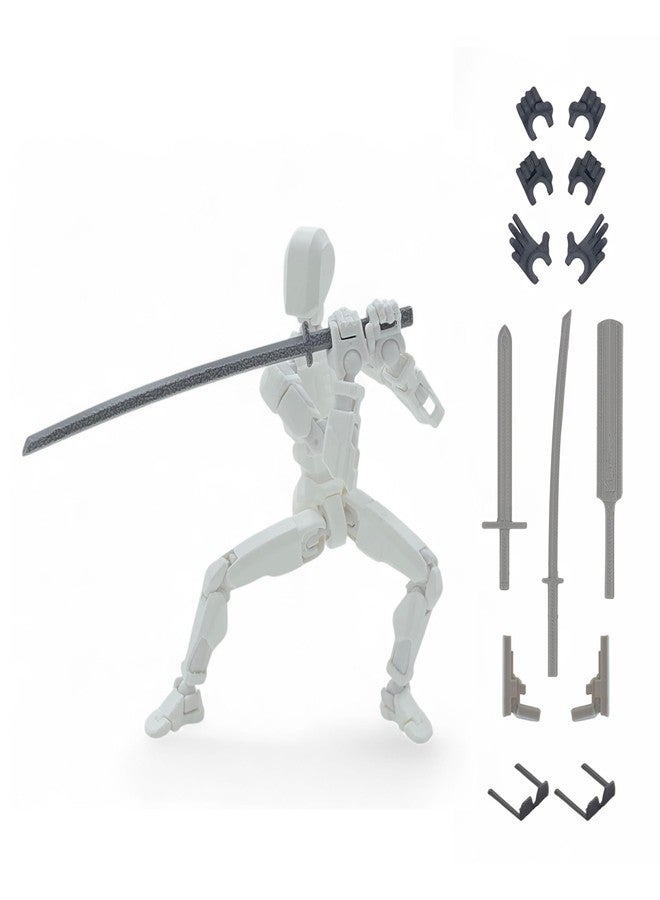 HEYNZ Fully Articulated Action Figure, 3D Printed Robot Assembly Kit, 5.4 Inch Tall Poseable DIY Collectible Model, White - Image 1