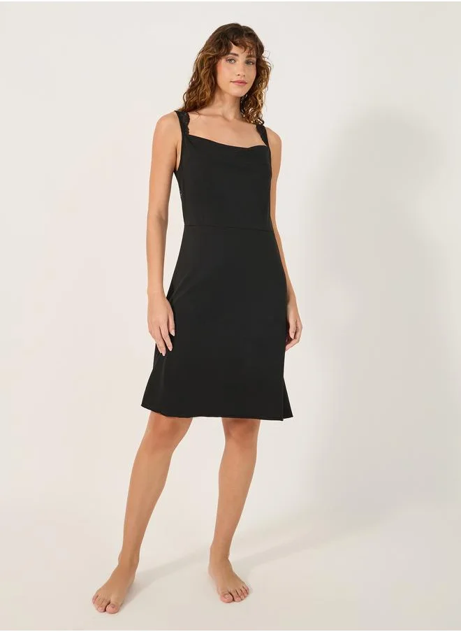 Styli Styli Lace Strappy Knee-Length Slip Dress