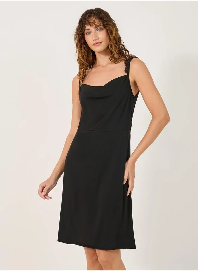 Styli Styli Lace Strappy Knee-Length Slip Dress