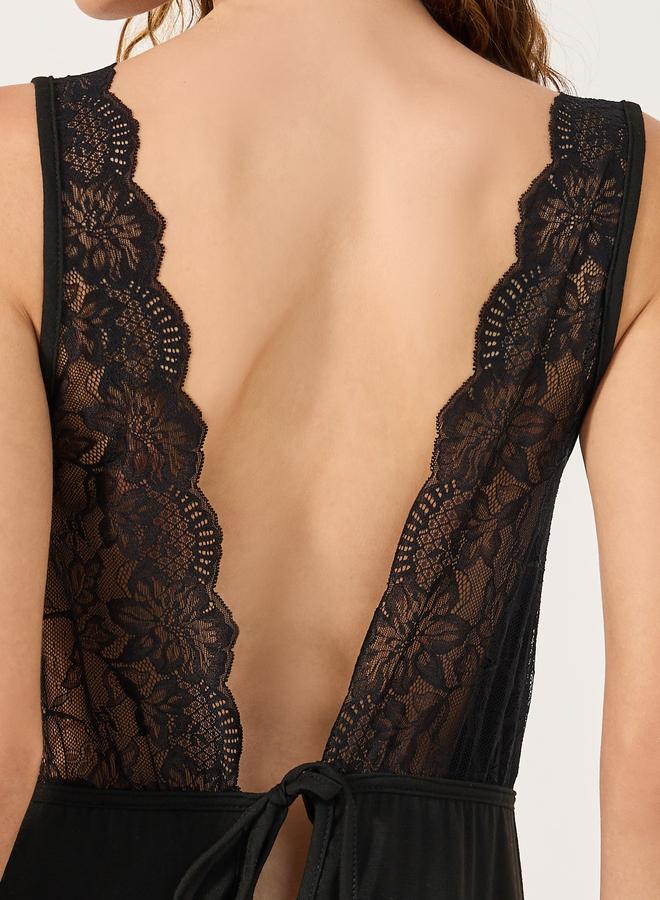 Styli Styli Lace Strappy Knee-Length Slip Dress  - Image 4