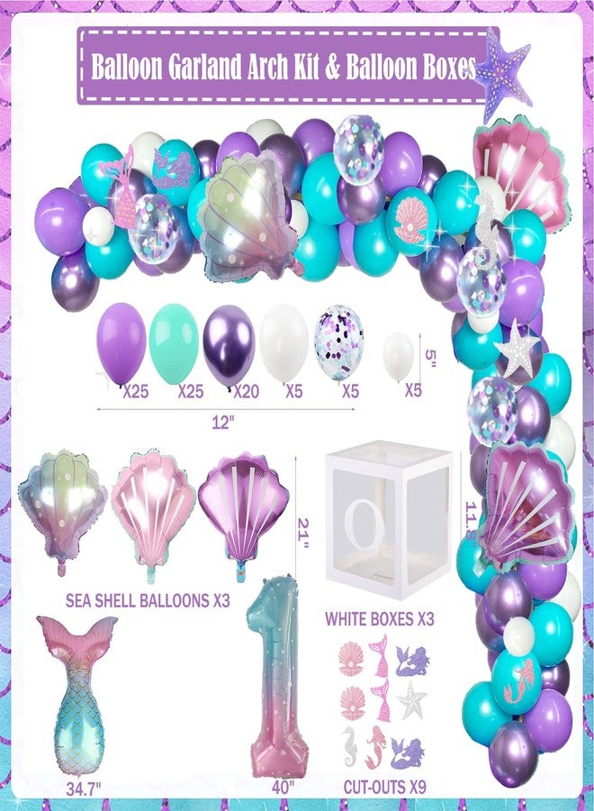 Hombae Mermaid 1st Birthday Decorations, 124PCs - Oneder the Sea Party Supplies Girl with Our Little Mermaid Is Turning One Backdrop, Balloon Garland, Banner, Crown, Poster, Cake Topper - Image 5