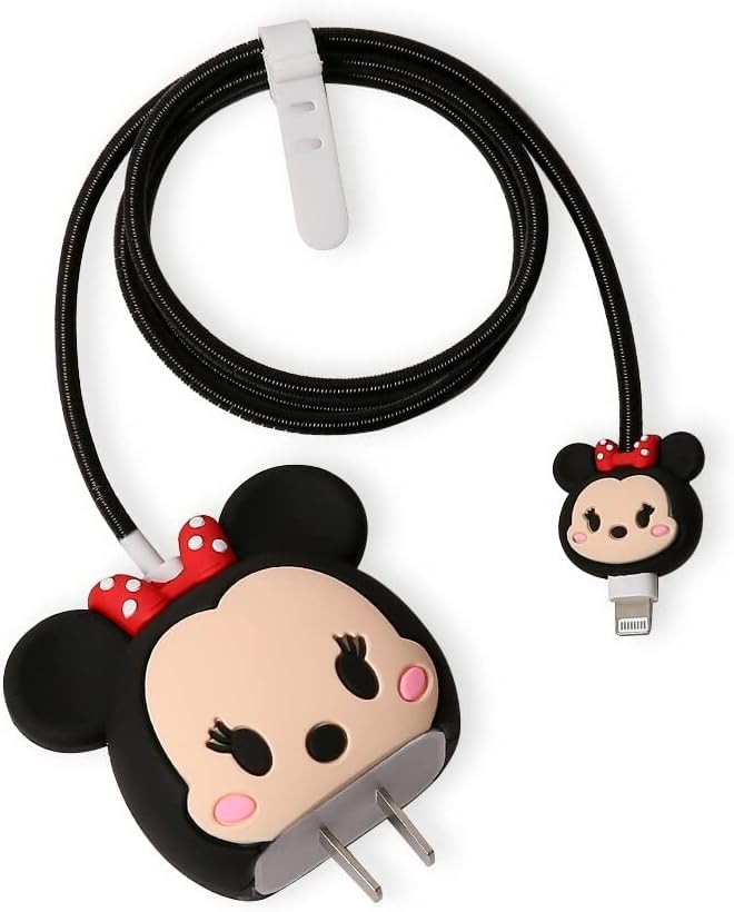 Cerlink Charger Cable Protectors for iPhone Chargers 18W 20W Type C, 3D Cute Protective Case Cover Cartoon Style Fully Charger & Adaptor Protection Set-1 (Mini Mouse) - Image 1