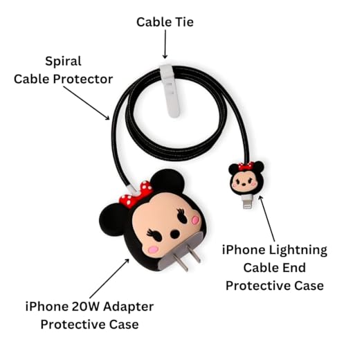 Cerlink Charger Cable Protectors for iPhone Chargers 18W 20W Type C, 3D Cute Protective Case Cover Cartoon Style Fully Charger & Adaptor Protection Set-1 (Mini Mouse) - Image 2