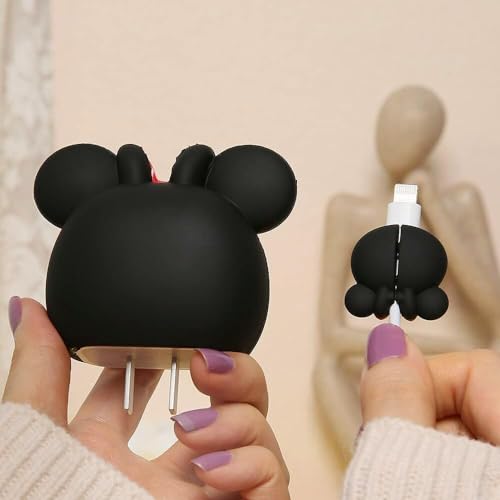 Cerlink Charger Cable Protectors for iPhone Chargers 18W 20W Type C, 3D Cute Protective Case Cover Cartoon Style Fully Charger & Adaptor Protection Set-1 (Mini Mouse) - Image 5