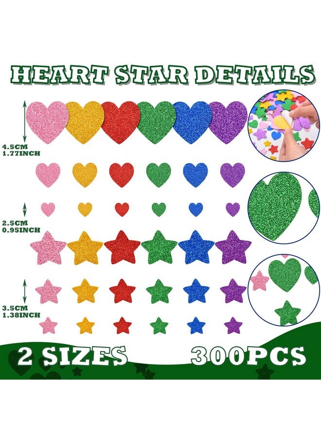 Marspark 678 Pieces Colorful Glitter Foam Stickers for Kids Self Adhesive Stars Heart Shapes Glitter Jewels Gem Stickers Rhinestone for Party Birthday Holiday Crafts Gems Bling Jewels - Image 2