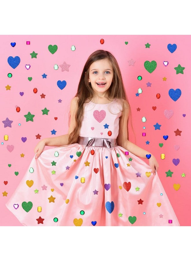 Marspark 678 Pieces Colorful Glitter Foam Stickers for Kids Self Adhesive Stars Heart Shapes Glitter Jewels Gem Stickers Rhinestone for Party Birthday Holiday Crafts Gems Bling Jewels - Image 5