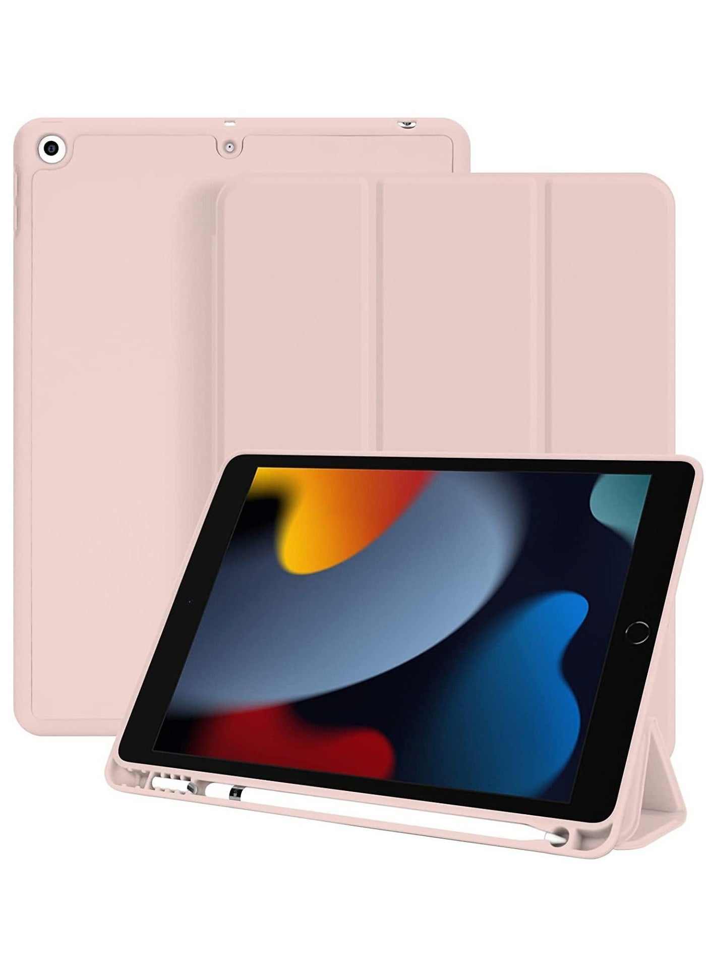 iPad 10.2 Case - Compatible with iPad 9th, 8th, and 7th Generation - Auto Wake & Sleep Cover with Pencil Holder (Pink)