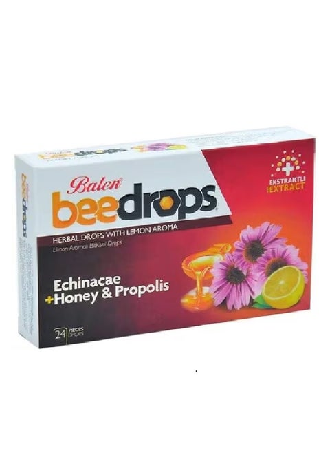 Beedrops Lemon Flavored Herbal 24 Lozenges With Echinacea Honey and Propolis