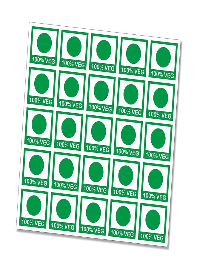 PG Creations 100 Percent Pure Veg Food Stickers for Restaurant, Small Size 20x20 mm Paper Labels, Green, 250 Stickers - Image 1