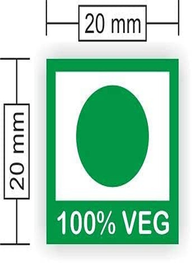 PG Creations 100 Percent Pure Veg Food Stickers for Restaurant, Small Size 20x20 mm Paper Labels, Green, 250 Stickers - Image 2