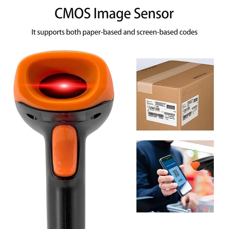 Walfront USB Wired 1D 2D QR Barcode Scanner CMOS Image Sensor Manual Continuous Scanning Support Paper Screen PDF417 Compatible with MacOS System Fo (USB & 2.4G Connect) - Image 5