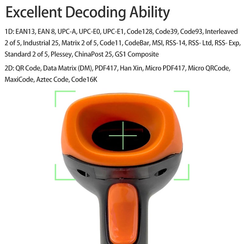 Walfront USB Wired 1D 2D QR Barcode Scanner CMOS Image Sensor Manual Continuous Scanning Support Paper Screen PDF417 Compatible with MacOS System Fo (USB & 2.4G Connect) - Image 4