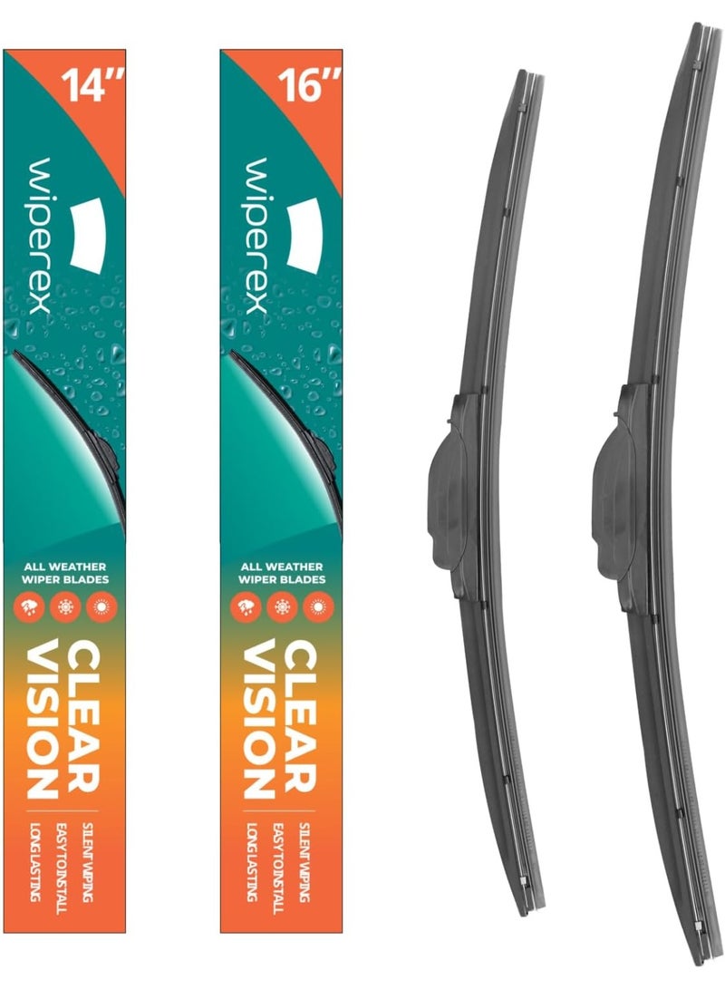ويبيركس WiperEX 16" + 14" Wiper Blades – Silent, Streak-Free, Anti-Lift, Durable Natural Rubber Pair (Pack of 2) - Image 1