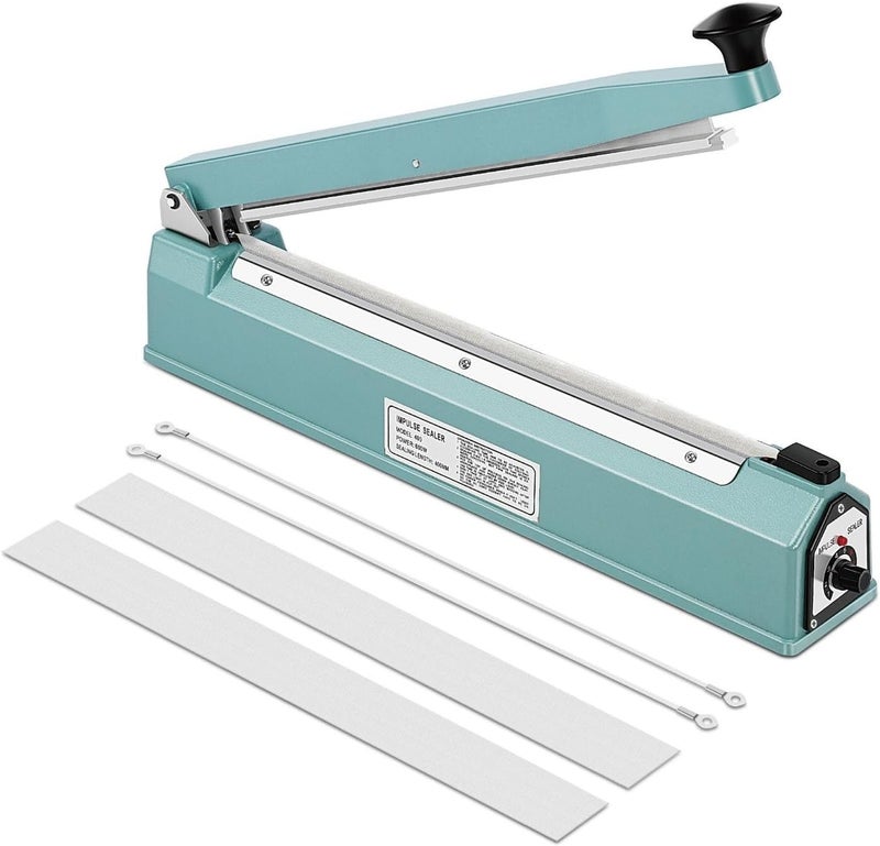Flexzion Impulse Sealer 16 Inch (400mm) 500W Heat Sealer Machine with Adjustable Heating Mode, No Warm Up Needed, Portable Bag and Seal Impulse with Replacement Element Grip and Teflon Tape - Image 1
