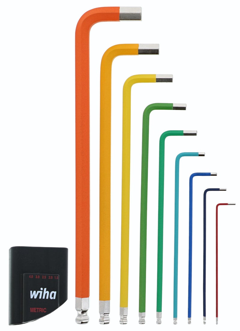Wiha 9 Piece Ball End Color Coded Hex L-Key Set - Metric - Image 2