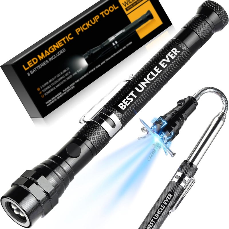 WILLUCK Store Uncle Gifts - Gifts for Uncle, BEST UNCLE EVER Magnetic Pickup Tool with LED - Uncle Birthday Gifts, Uncle Gifts from Niece Nephew - Christmas Uncle Gifts, Fathers Day Uncle Gift Ideas - Image 1