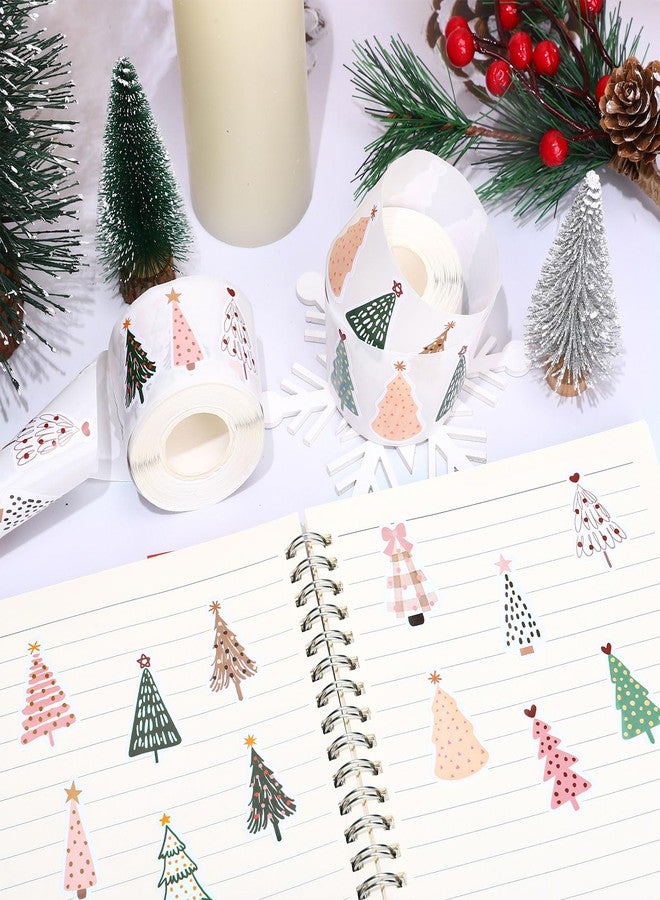 Whaline 1000Pcs Christmas Boho Stickers Xmas Pine Tree Decals 12 Design Self-Adhesive Stickers for Christmas Birthday Holiday Party Decor Supplies, 2 Rolls - Image 3