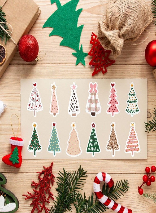 Whaline 1000Pcs Christmas Boho Stickers Xmas Pine Tree Decals 12 Design Self-Adhesive Stickers for Christmas Birthday Holiday Party Decor Supplies, 2 Rolls - Image 4