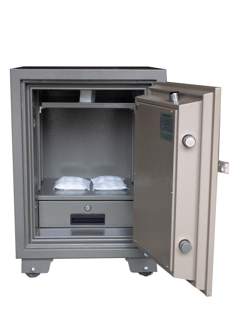 LGSafe LG67K Fireproof Safe Box - Anti-Burglar Home and Office Safe with an Adjustable Shelf, Dual Locks Besides an Internal Lockable Drawer (H67 x W46 x D49 CM, 120KG) - Made in Vietnam