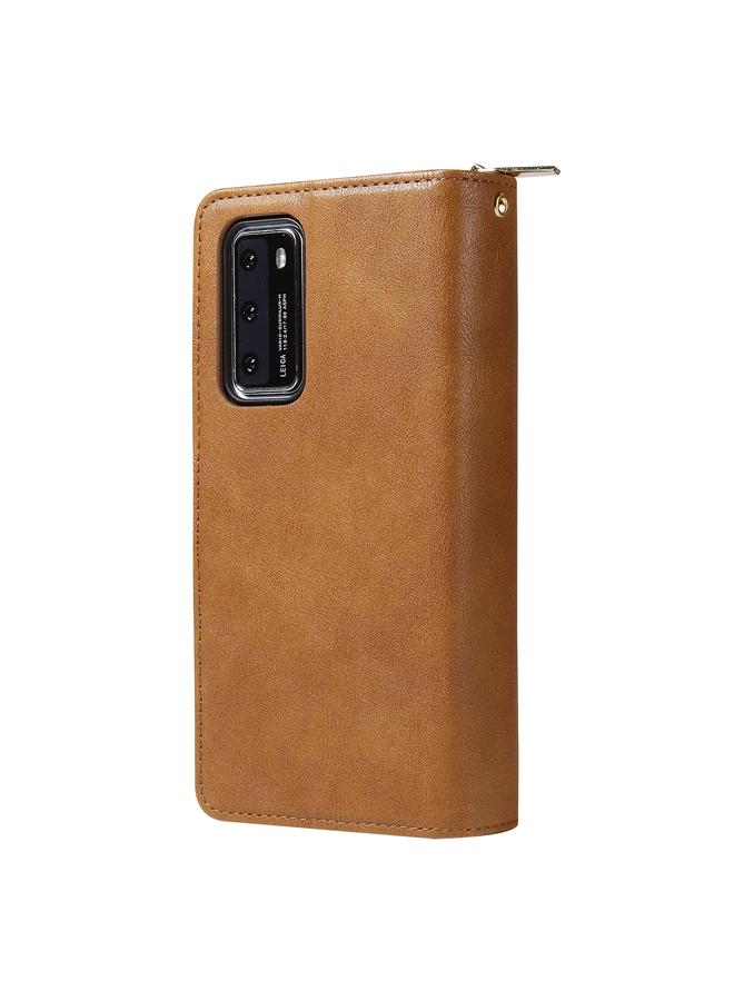 Zaboon Case For Huawei P40 Zipper Wallet Bag Horizontal Flip PU Leather Case with Holder & 9 Card Slots & Wallet & Lanyard & Photo Frame - Image 2