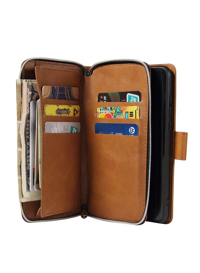 Zaboon Case For Huawei P40 Zipper Wallet Bag Horizontal Flip PU Leather Case with Holder & 9 Card Slots & Wallet & Lanyard & Photo Frame - Image 4