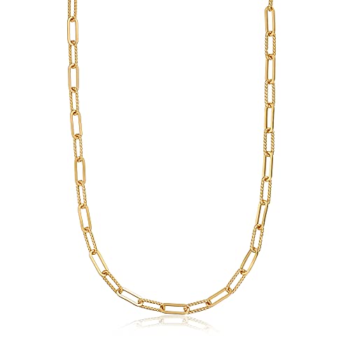 FRUMOS Dainty Layered necklaces for women Gold Short small chain necklace for women rectangle paperclip chain necklace 18k gold necklace jewelry for Women Girls Paper clip necklace - Image 1