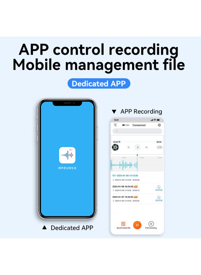 Q61A Bluetooth With ChatGPT Recording Listening Ai Intelligent HD Noise Reduction Encrypted Recording Artifact-Color:English Q61 (voice Control Recording)-Capacity:4GB - Image 4